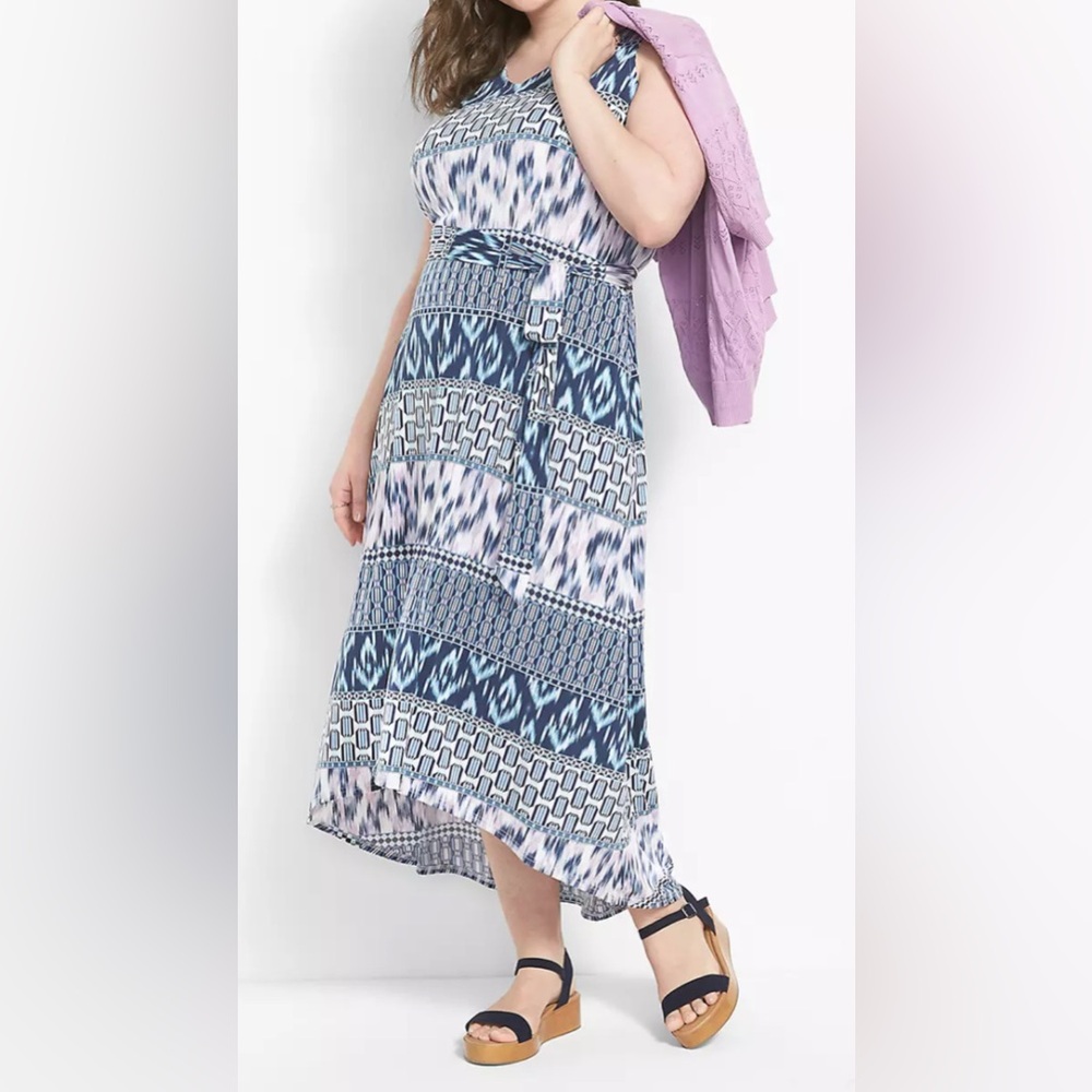 Sleeveless, belted, High-low midi dress, 22/24